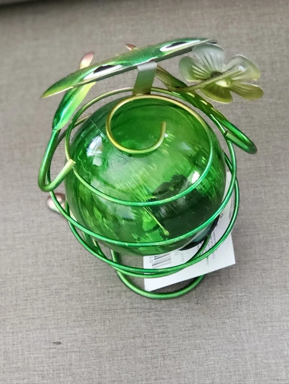 Green Frog Solar Light with Pink Toe Accents